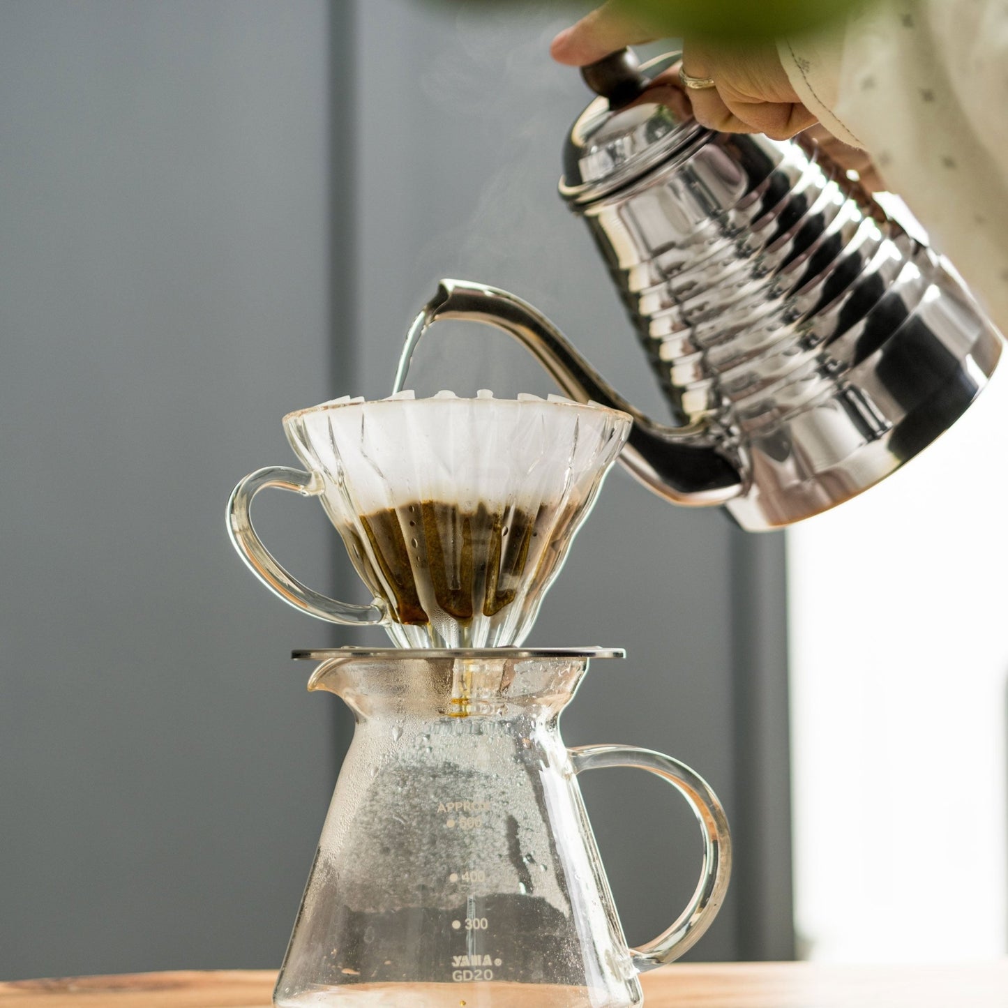 Yama Glass Cone Coffee Dripper - Stainless Steel - Passport Coffee & Tea - Shop