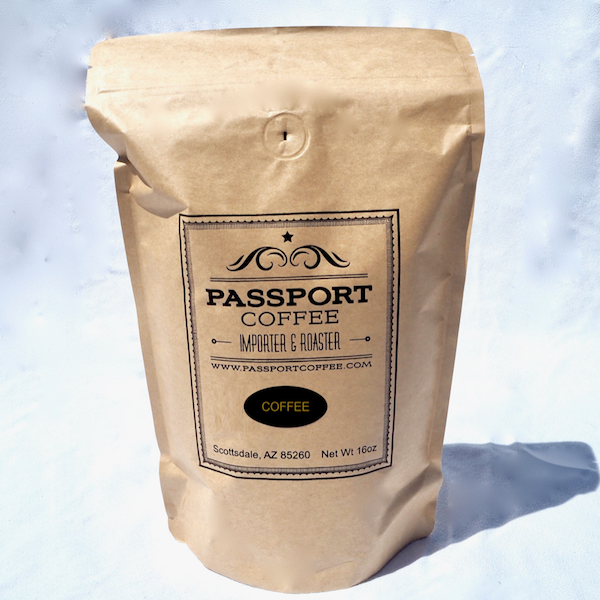  Brown bag of  Passport coffee beans, passportcoffee.com